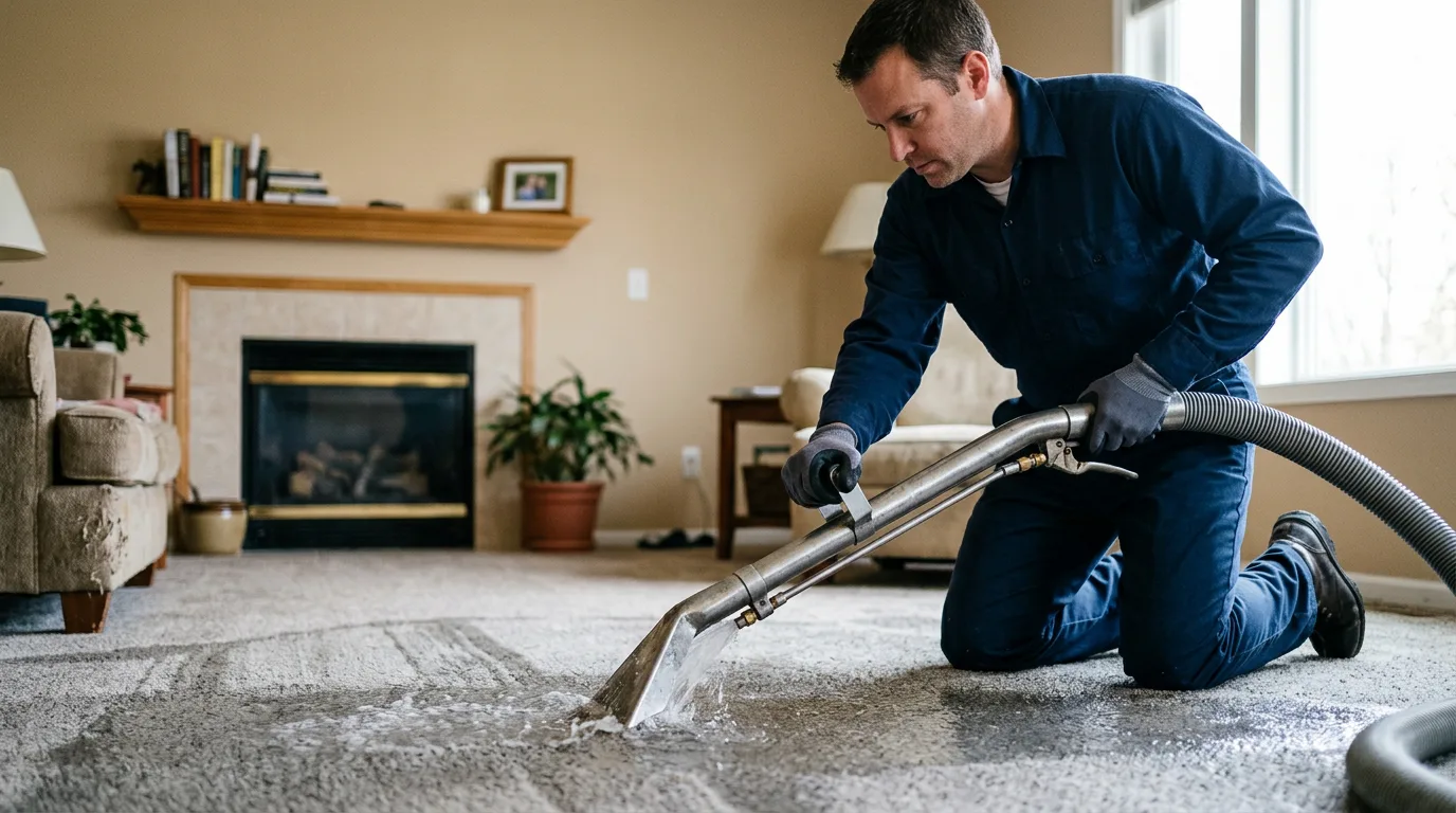 Water damage restoration technician working near South Walpole, MA